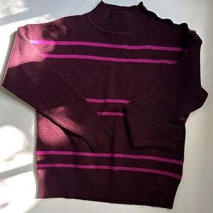 Cynthia Rowley Women’s Burgundy and Pink Striped Sweater